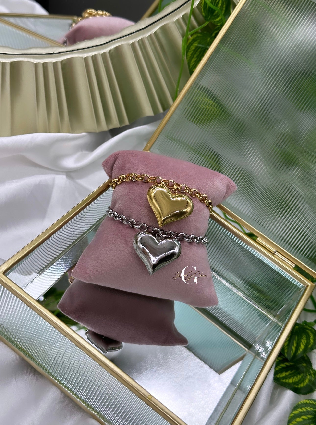 Bracciale “Rondelle e cuore bomby”