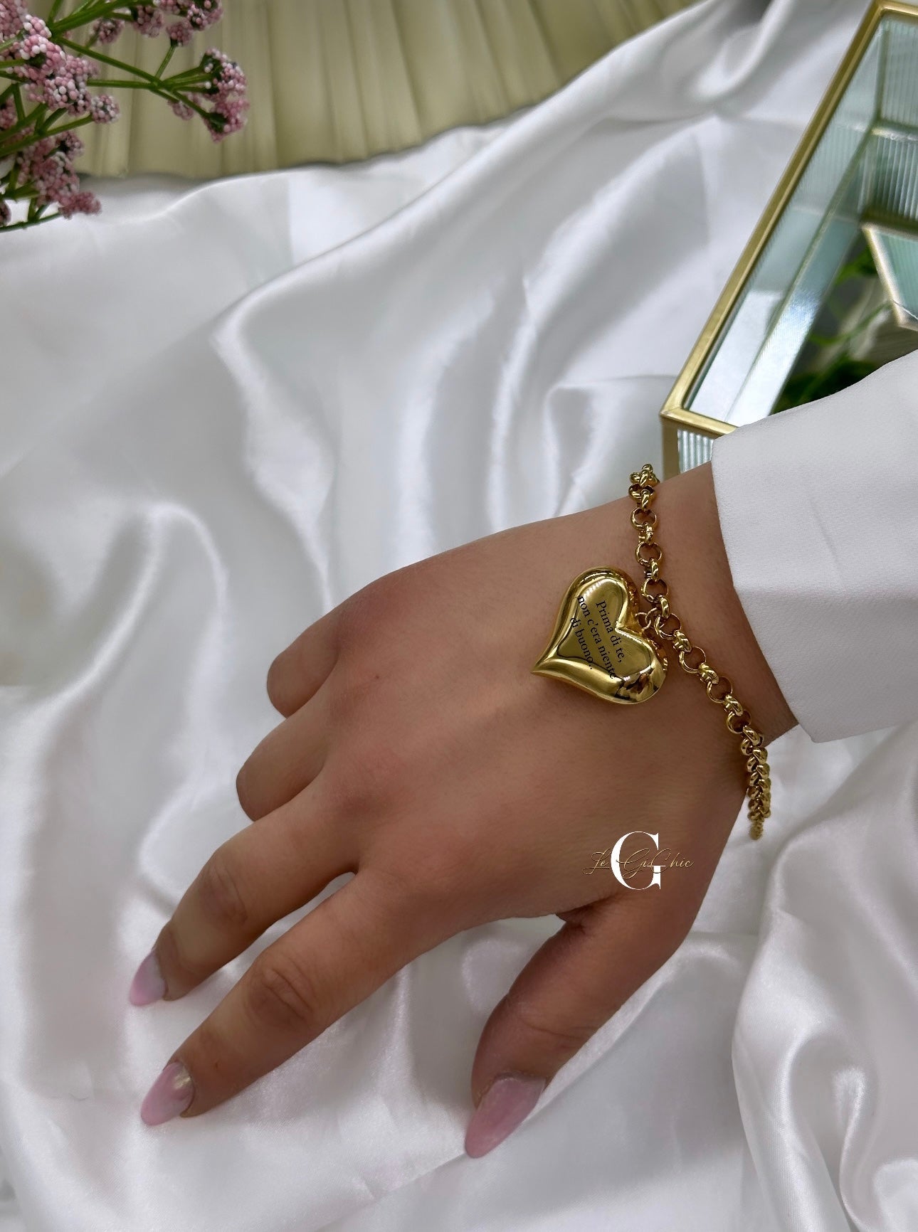 Bracciale “Rondelle e cuore bomby”