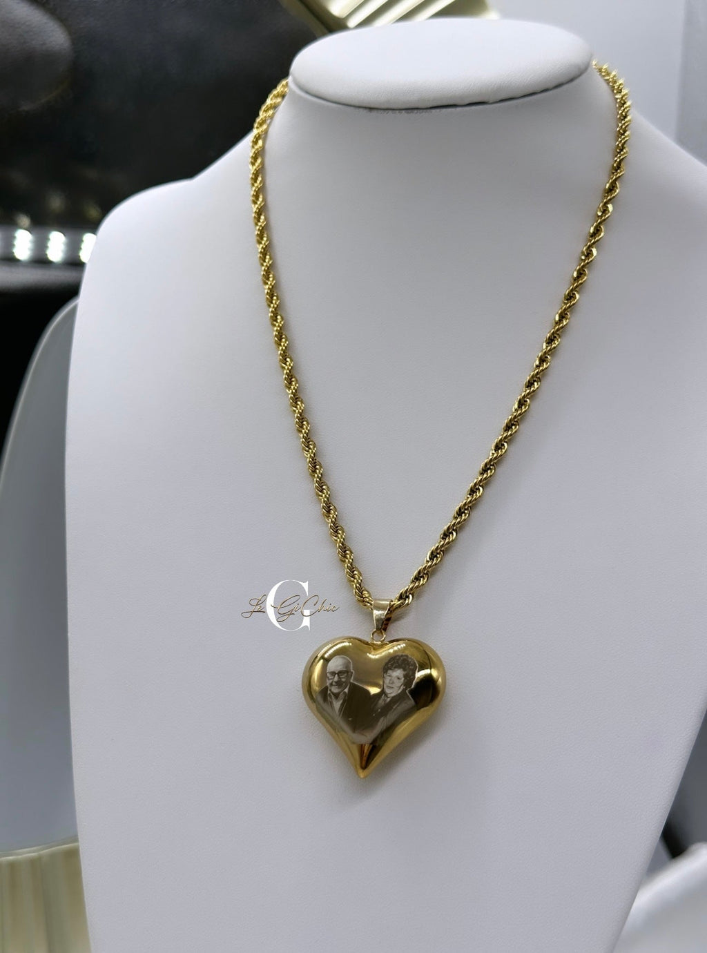 Collana “FOTO incisione” con cuore bombato