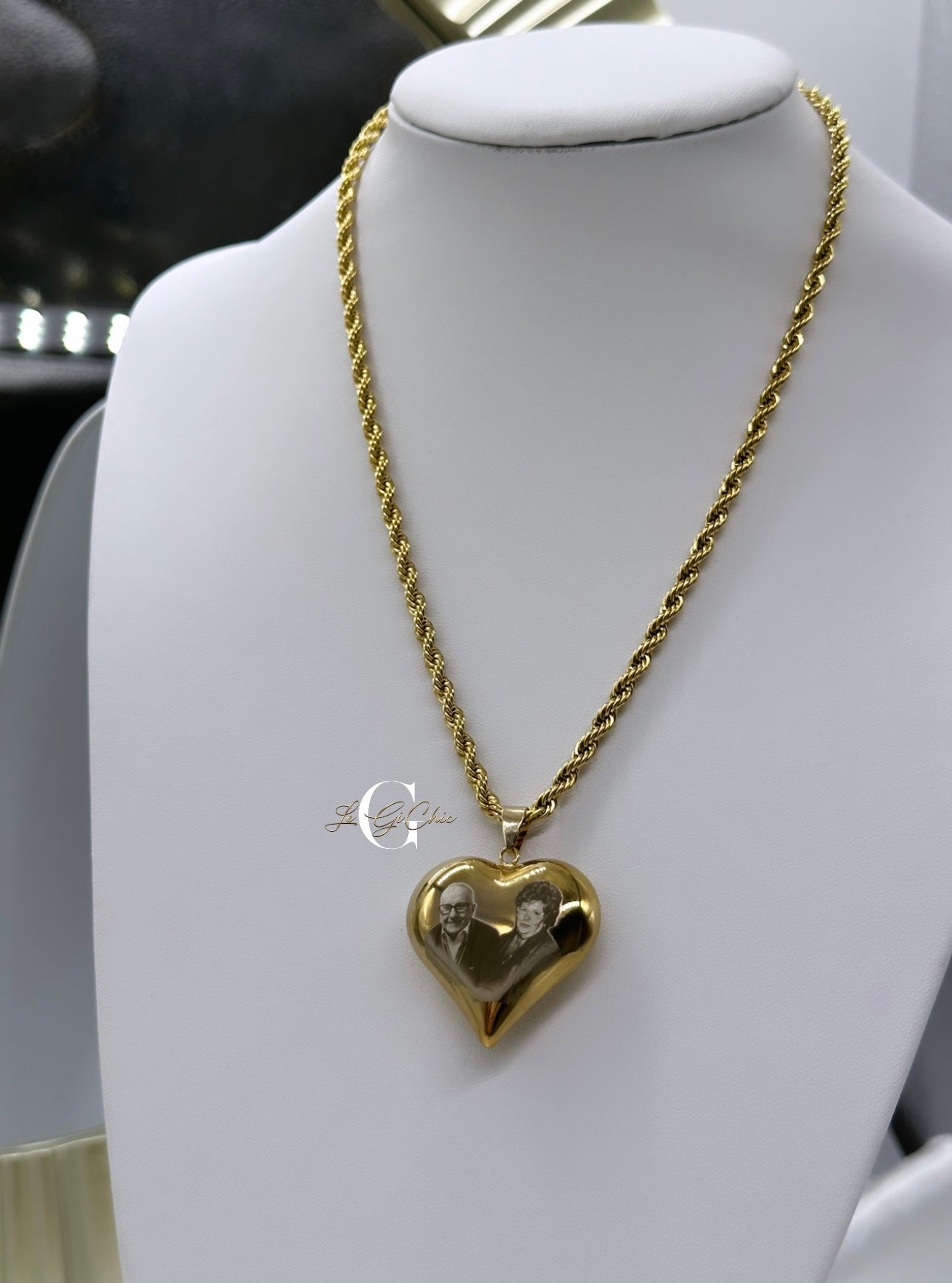 Collana “FOTO incisione” con cuore bombato