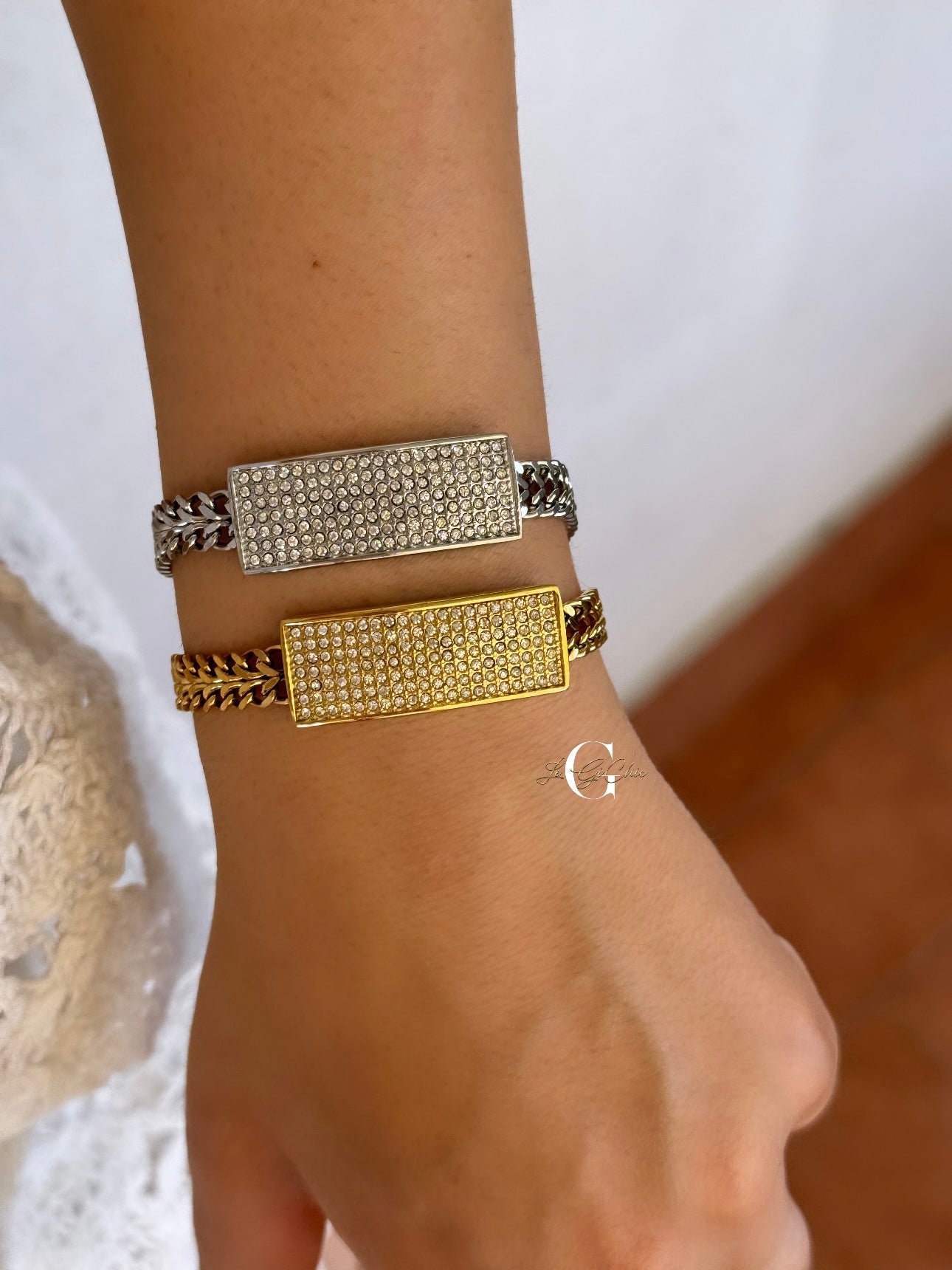 Bracciale “Groumetta e piastrina diamond”