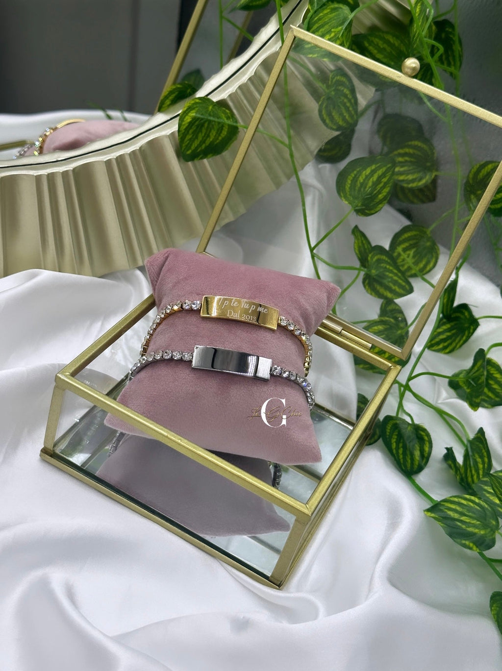 Bracciale “Tennis con piastrina”