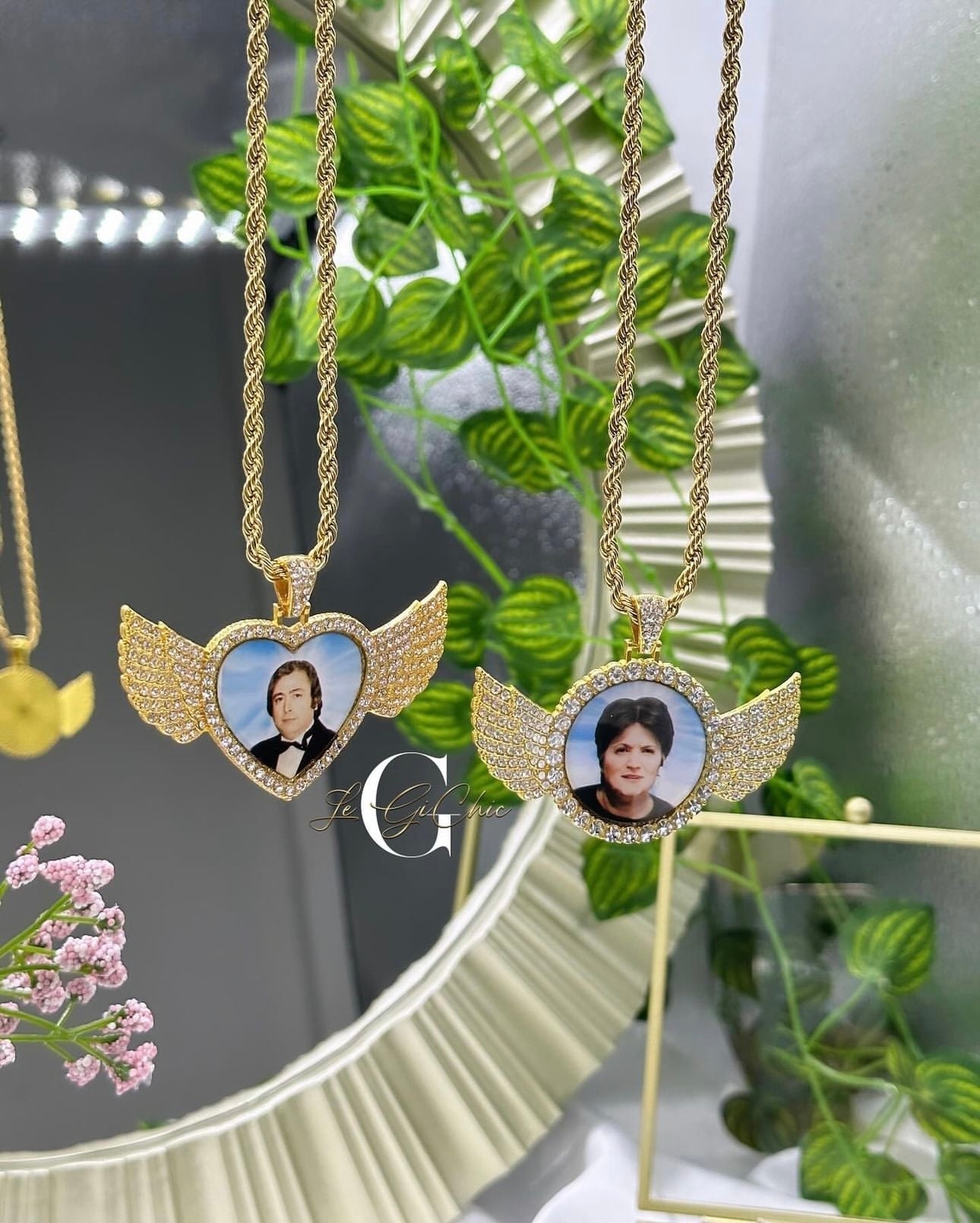 Collana con FOTO e ali zirconate