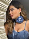 Choker con “Fiore Denim”