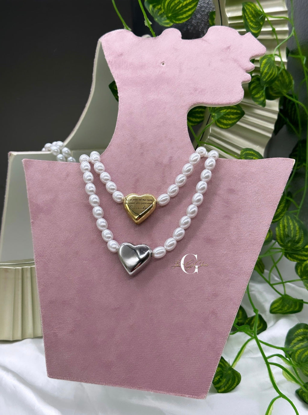 Collana “Cuore bomb con perle”