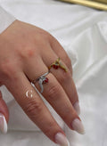 Anello “Coccinella e corno zirconato”