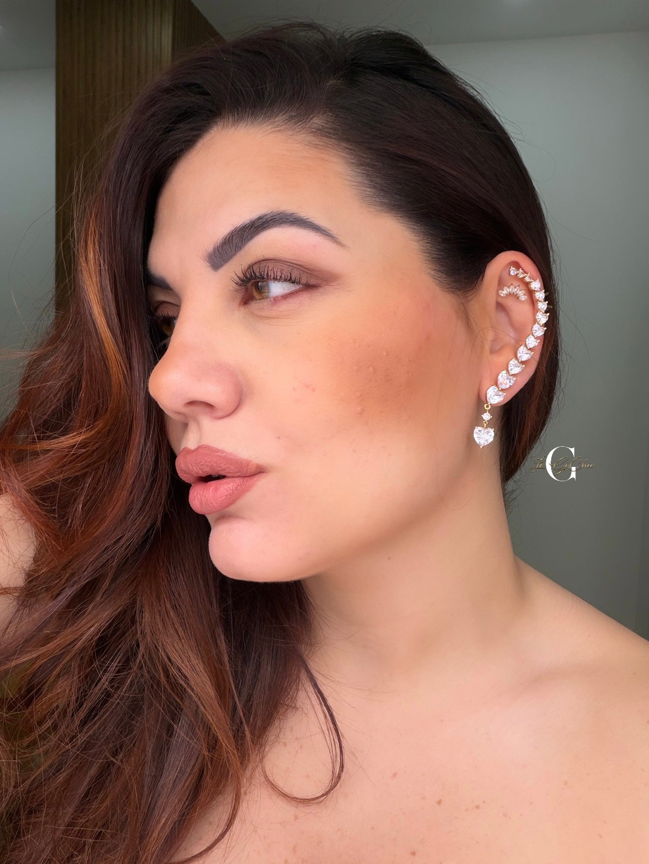 Orecchino ad ear cuff “Cuori luxury”